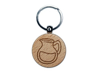 Glass Pitcher with Water Lemonade Engraved Wood Round Keychain Tag Charm