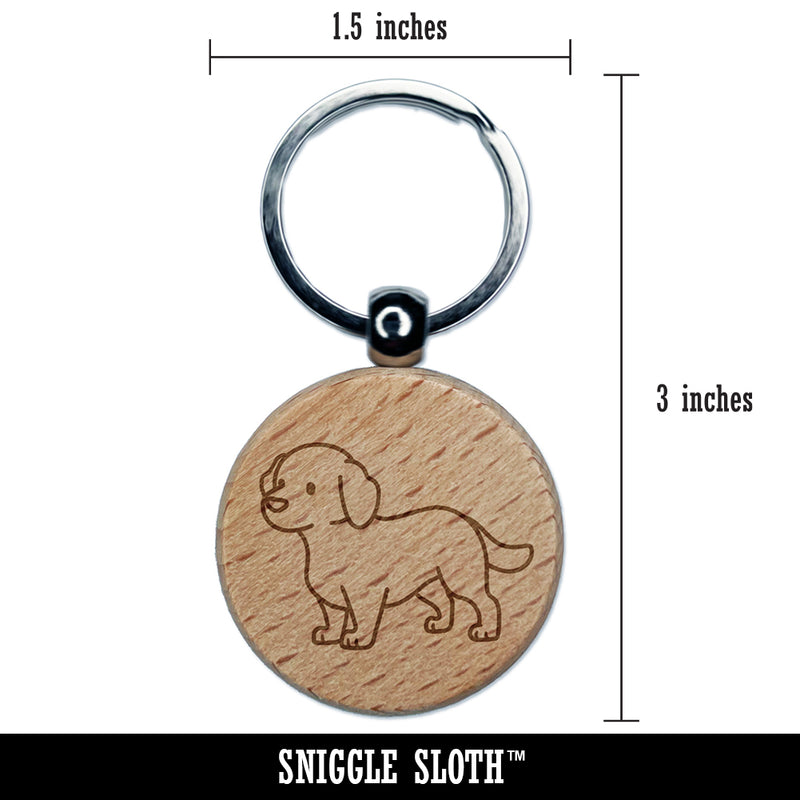 Labrador Retriever Standing Dog Engraved Wood Round Keychain Tag Charm