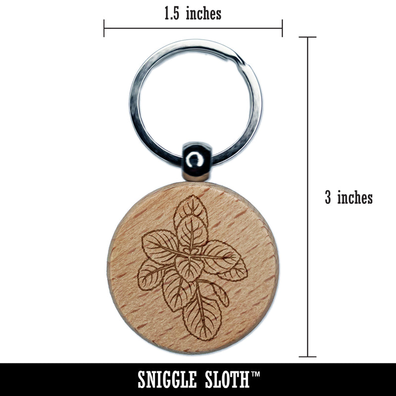 Oregano Herb Plant Engraved Wood Round Keychain Tag Charm