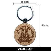 Sweet Skunk Sitting Engraved Wood Round Keychain Tag Charm