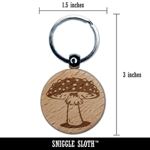 Amanita Muscaria Fly Agaric Poisonous Mushroom Whimsical Toadstool Engraved Wood Round Keychain Tag Charm