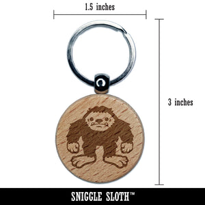 Bigfoot Sasquatch Cryptozoology Engraved Wood Round Keychain Tag Charm