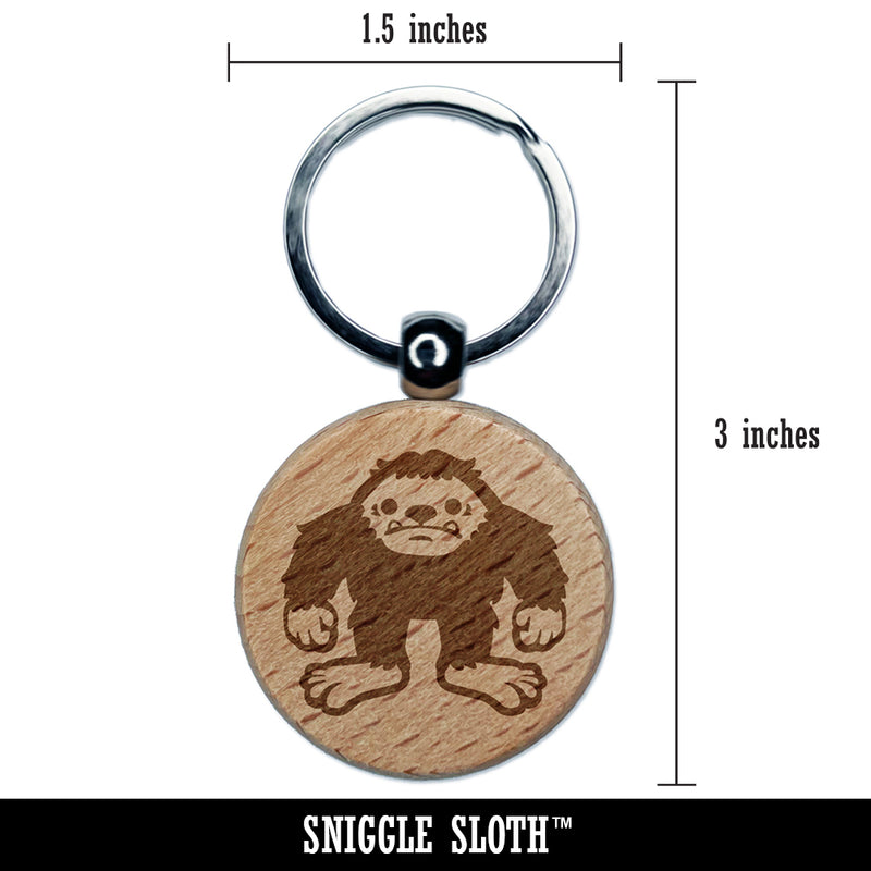 Bigfoot Sasquatch Cryptozoology Engraved Wood Round Keychain Tag Charm