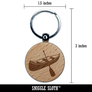 Canoe Water Boat with Paddle Engraved Wood Round Keychain Tag Charm