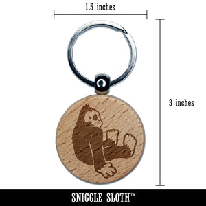 Bigfoot Sasquatch Sitting Cryptozoology Engraved Wood Round Keychain Tag Charm