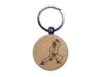 Kung Fu Martial Arts Crouch Stance Karate Gi Engraved Wood Round Keychain Tag Charm