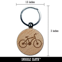Mountain Bike Bicycle Cyclist Cycling Engraved Wood Round Keychain Tag Charm