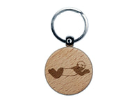 Swimming Swimmer Breaststroke Engraved Wood Round Keychain Tag Charm