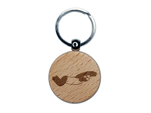 Swimming Swimmer Butterfly Stroke Engraved Wood Round Keychain Tag Charm