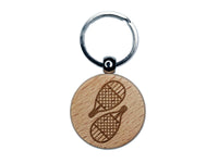 Traditional Teardrop Snowshoes Icon Engraved Wood Round Keychain Tag Charm