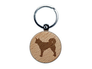 Alaskan Klee Kai Dog Solid Engraved Wood Round Keychain Tag Charm