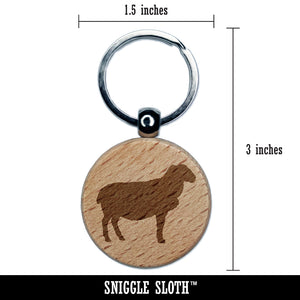 Solid Sheep Farm Animal Engraved Wood Round Keychain Tag Charm