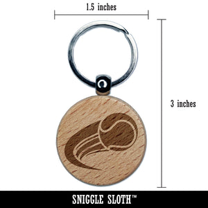 Tennis Ball in Motion Sports Engraved Wood Round Keychain Tag Charm