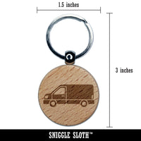 Work Cargo Van Automobile Vehicle Engraved Wood Round Keychain Tag Charm