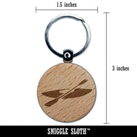 Kayak with Paddle Engraved Wood Round Keychain Tag Charm