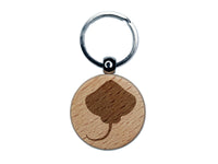 Stingray Skate Fish Silhouette Engraved Wood Round Keychain Tag Charm