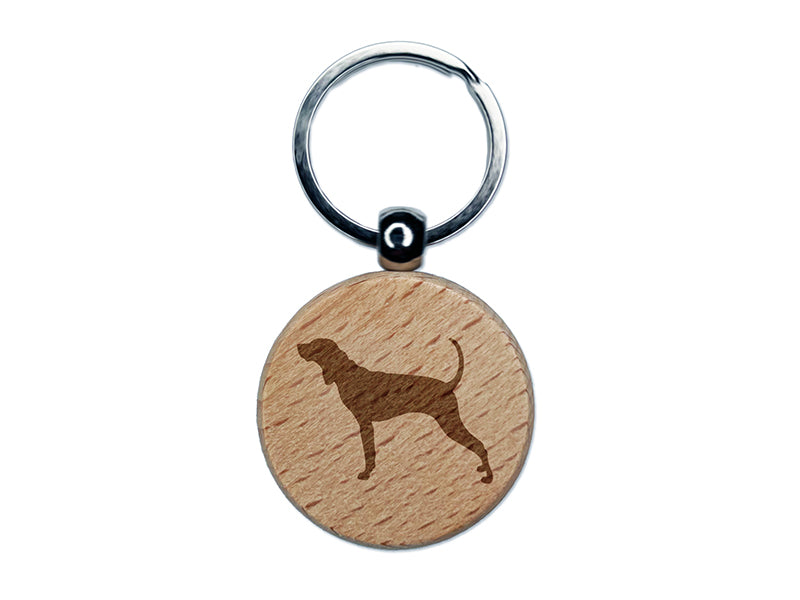 American English Coonhound Dog Solid Engraved Wood Round Keychain Tag Charm