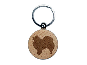 American Eskimo Dog Solid Engraved Wood Round Keychain Tag Charm