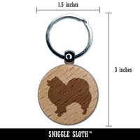 American Eskimo Dog Solid Engraved Wood Round Keychain Tag Charm