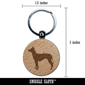 American Hairless Terrier Dog Solid Engraved Wood Round Keychain Tag Charm