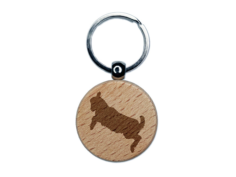 Baby Goat Jumping Playing Engraved Wood Round Keychain Tag Charm