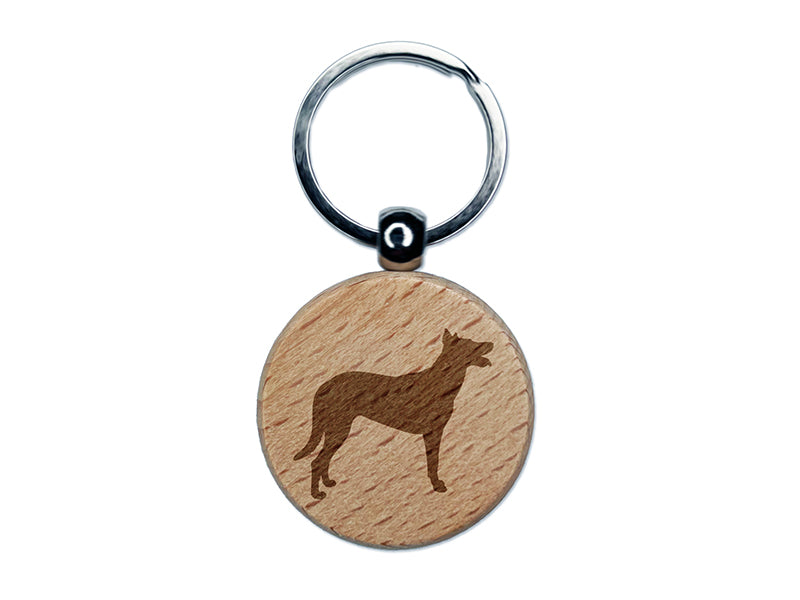 Beauceron Dog Solid Engraved Wood Round Keychain Tag Charm