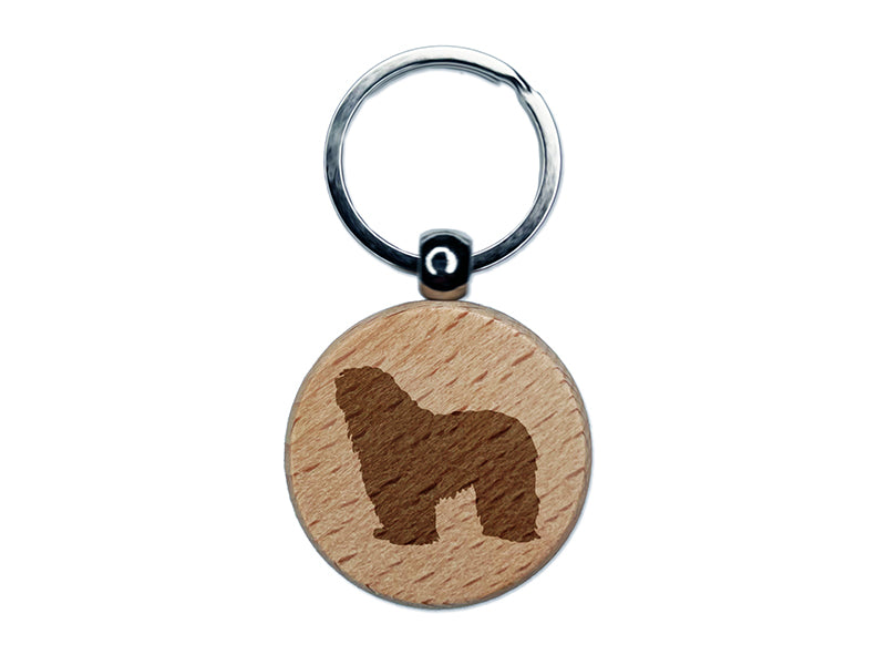 Bergamasco Sheepdog Dog Solid Engraved Wood Round Keychain Tag Charm