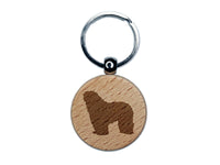 Bergamasco Sheepdog Dog Solid Engraved Wood Round Keychain Tag Charm