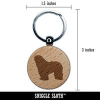 Bergamasco Sheepdog Dog Solid Engraved Wood Round Keychain Tag Charm