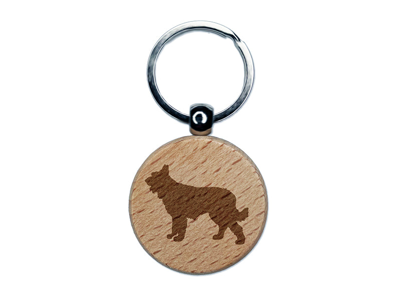 Berger Picard Dog Solid Engraved Wood Round Keychain Tag Charm