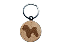 Bichon Frise Dog Solid Engraved Wood Round Keychain Tag Charm