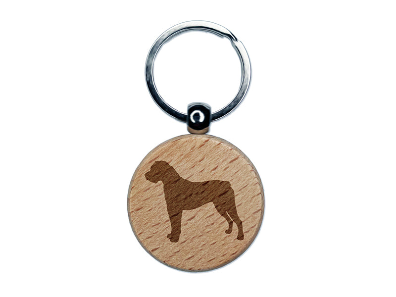 Boerboel Dog Solid Engraved Wood Round Keychain Tag Charm
