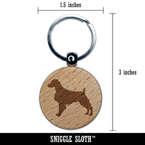 Brittany Spaniel Dog Solid Engraved Wood Round Keychain Tag Charm