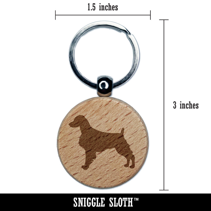 Brittany Spaniel Dog Solid Engraved Wood Round Keychain Tag Charm