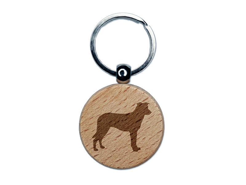Chinook Dog Solid Engraved Wood Round Keychain Tag Charm