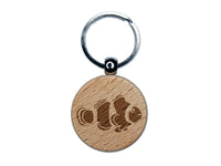 Clownfish Clown Fish Engraved Wood Round Keychain Tag Charm