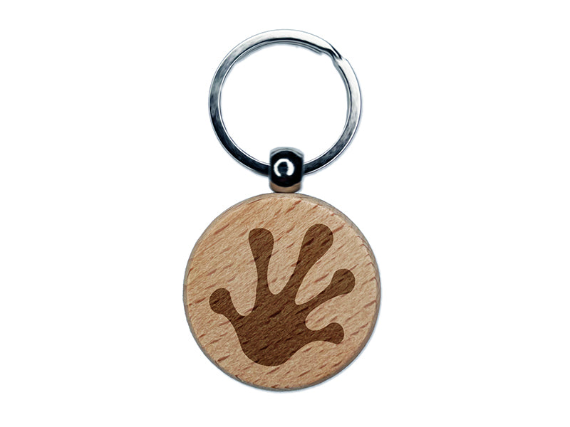 Frog Toes Footprint Engraved Wood Round Keychain Tag Charm