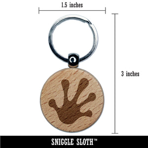 Frog Toes Footprint Engraved Wood Round Keychain Tag Charm