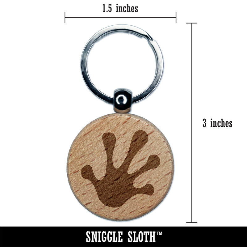 Frog Toes Footprint Engraved Wood Round Keychain Tag Charm