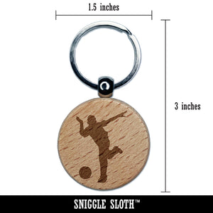Man Bowler Bowling Ball Front View Engraved Wood Round Keychain Tag Charm