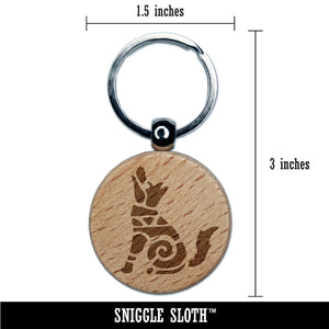 Southwestern Style Tribal Coyote Wolf Dog Engraved Wood Round Keychain Tag Charm