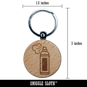 Aerosol Can Spray Paint Hair Spray Engraved Wood Round Keychain Tag Charm