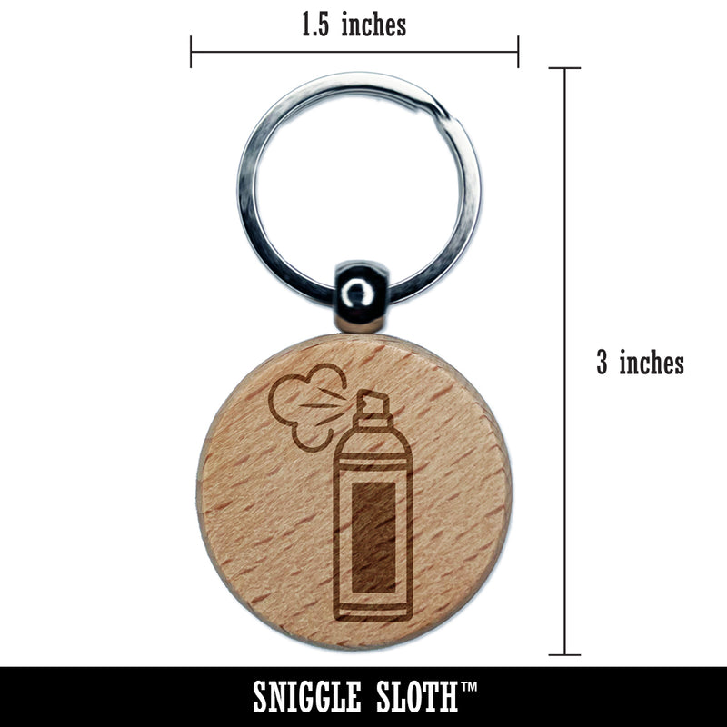 Aerosol Can Spray Paint Hair Spray Engraved Wood Round Keychain Tag Charm