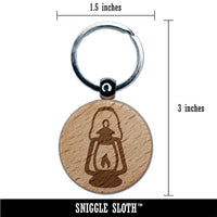 Camping Lantern Engraved Wood Round Keychain Tag Charm