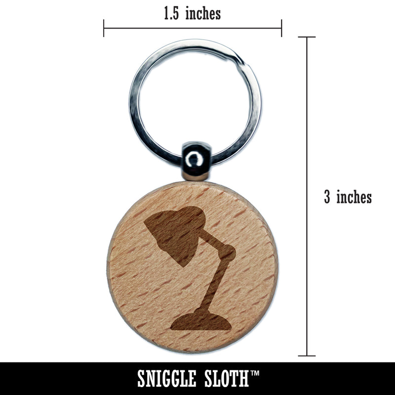 Desk Lamp Engraved Wood Round Keychain Tag Charm