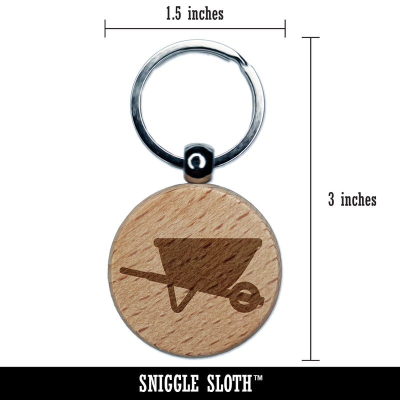 Gardening Wheelbarrow Engraved Wood Round Keychain Tag Charm