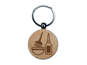 Hair Dye Salon Engraved Wood Round Keychain Tag Charm