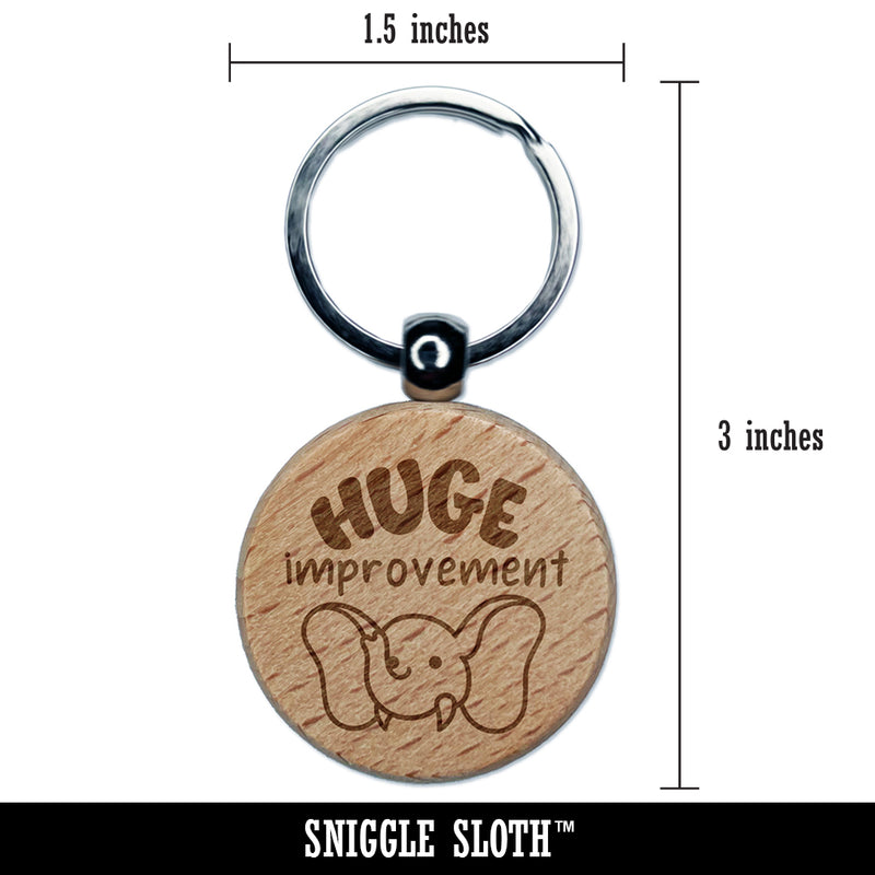 Huge Improvement Elephant Teacher Student Engraved Wood Round Keychain Tag Charm