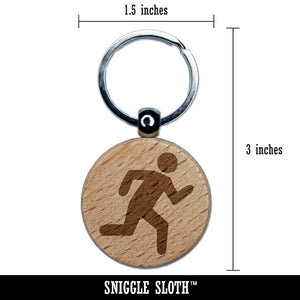 Running Icon Marathon Runner Engraved Wood Round Keychain Tag Charm