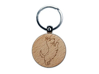Scottish Terrier Dog Begging Engraved Wood Round Keychain Tag Charm